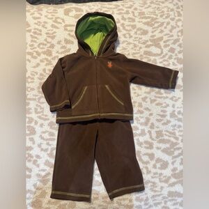 Carter's Brown and Green Hooded Baby Outfit 9months NWT